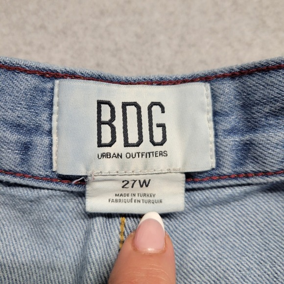 BDG Urban Outfitters Logan Buckle Back Baggy Barrel Denim Jeans Size 27W Light - Picture 5 of 13